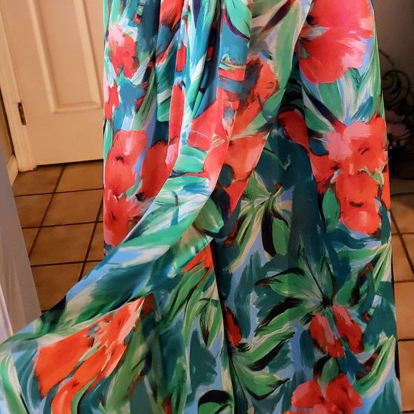 INC INTERNATIONAL CONCEPTS HAWAIIAN TROPICAL PRINT CHIFFON BOHO MAXI DRESS 6 - Picture 7 of 15